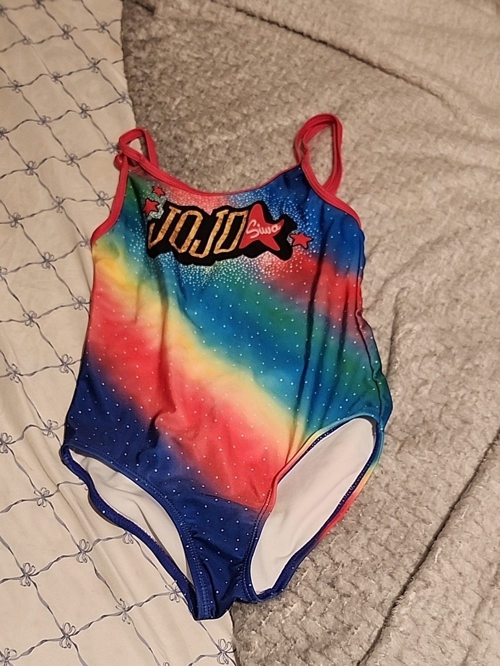 JoJo Siwa Rainbow Gradient Rhinestone Leotard - Pink Trim